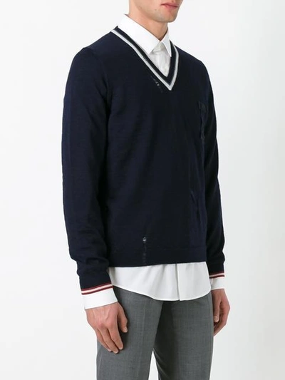 Shop Lanvin Pullover In Distressed-optik In Blue