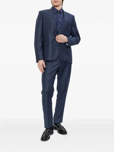 Paul Smith Check-pattern Suit In Blue