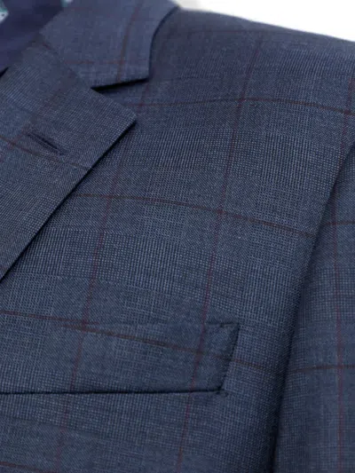 Paul Smith Check-pattern Suit In Blue