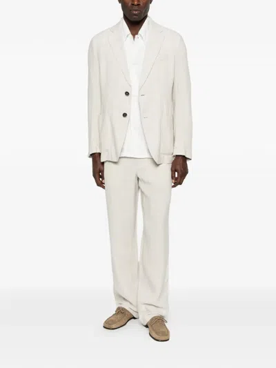 Barena Venezia Herringbone Single-breasted Blazer In White