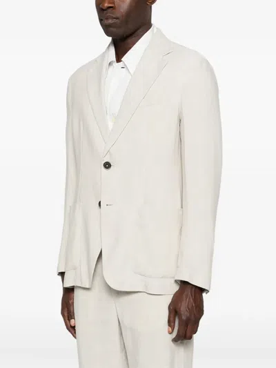 Barena Venezia Herringbone Single-breasted Blazer In White