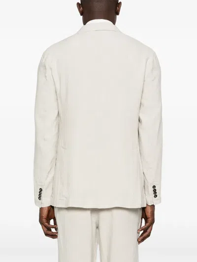 Barena Venezia Herringbone Single-breasted Blazer In White
