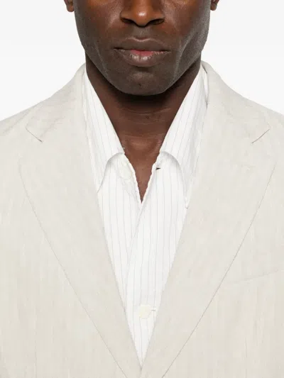 Barena Venezia Herringbone Single-breasted Blazer In White