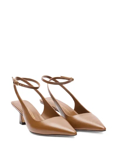 Stuart Weitzman Vinnie 50 Squared Strap Pump In Brown