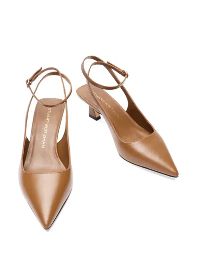 Stuart Weitzman Vinnie 50 Squared Strap Pump In Brown