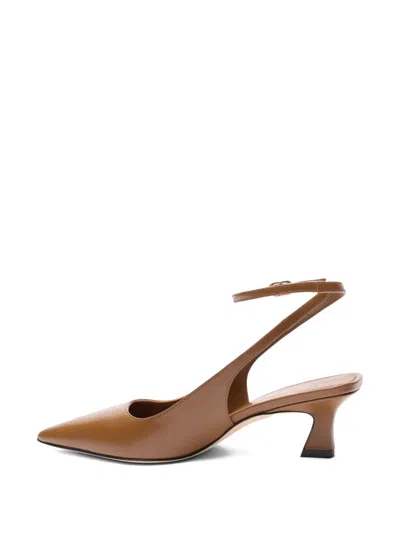 Stuart Weitzman Vinnie 50 Squared Strap Pump In Brown