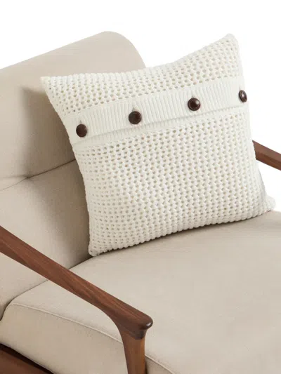 Brunello Cucinelli Buttoned Knit Cushion Pillow In White