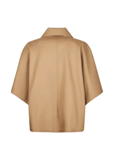 Max Mara Buttoned Coat In Brown