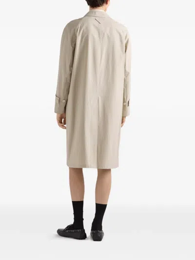 Prada Single-breasted Coat In Neutral