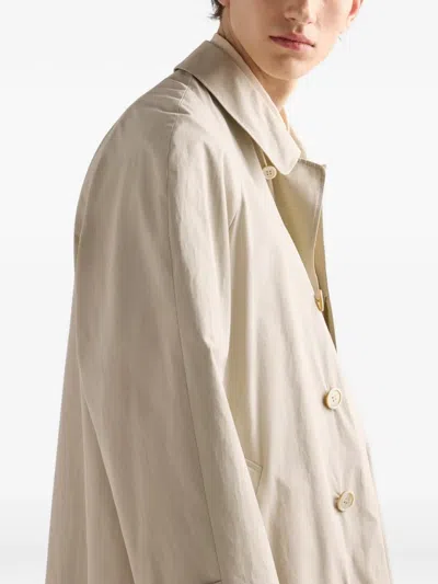Prada Single-breasted Coat In Neutral