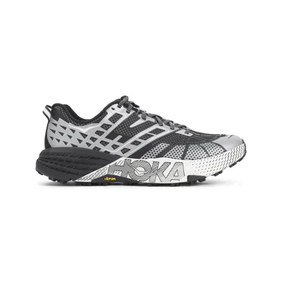 Hoka U Speedgoat 2ts Black Low Top Sneakers With Printed Laces And Logo Lettering On The Side In Tech Fab