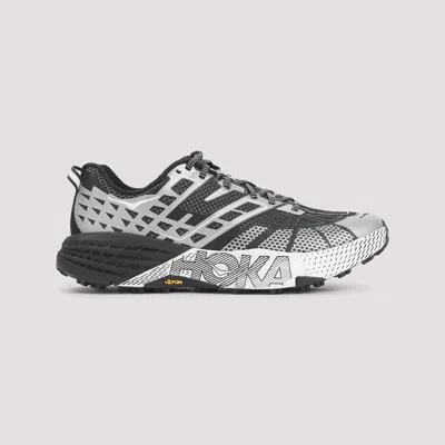 Hoka U Speedgoat 2ts Black Low Top Sneakers With Printed Laces And Logo Lettering On The Side In Tech Fab