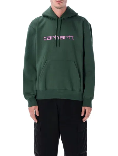Carhartt Wip Hooded Sweatshirt With Embroidered Logo In Green