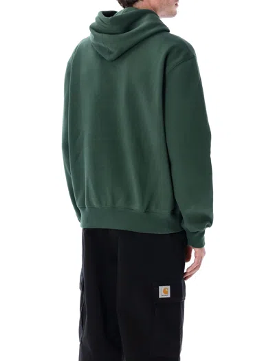 Carhartt Wip Hooded Sweatshirt With Embroidered Logo In Green