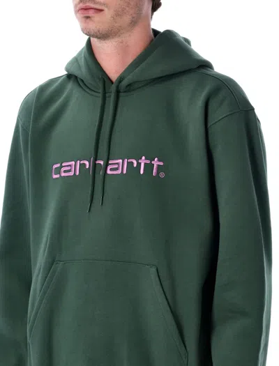Carhartt Wip Hooded Sweatshirt With Embroidered Logo In Green