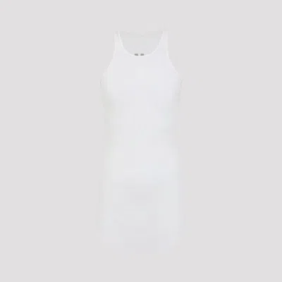Rick Owens White Basic Rib Viscose Tank Top In White