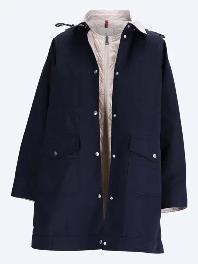 Moncler Hooded Down Jacket In Blue