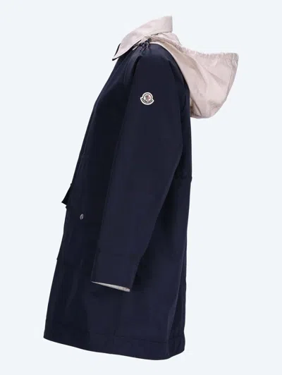 Moncler Hooded Down Jacket In Blue