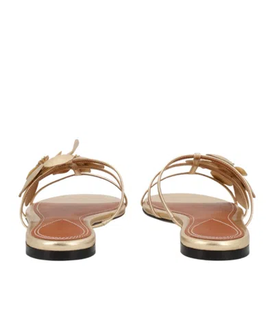 Zimmermann Orchid Flat Sandal Metallic Straps Floral In Gold
