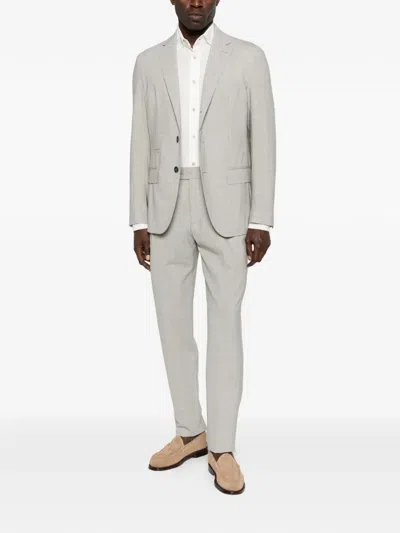 Eleventy Button Suit In Gray