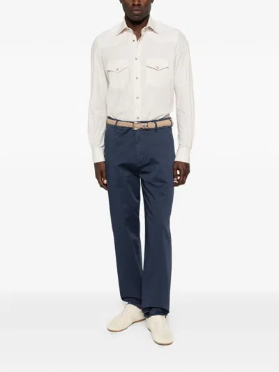 Eleventy Button Trousers In Blue