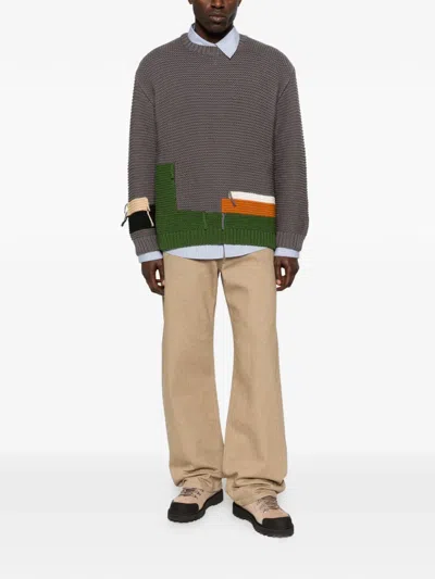 Ymc You Must Create Patchwork Sweater In Brown