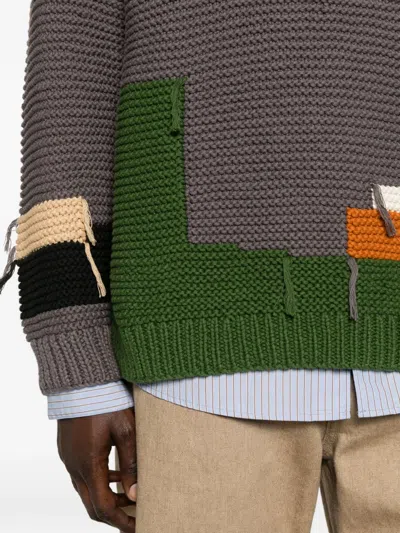 Ymc You Must Create Patchwork Sweater In Brown