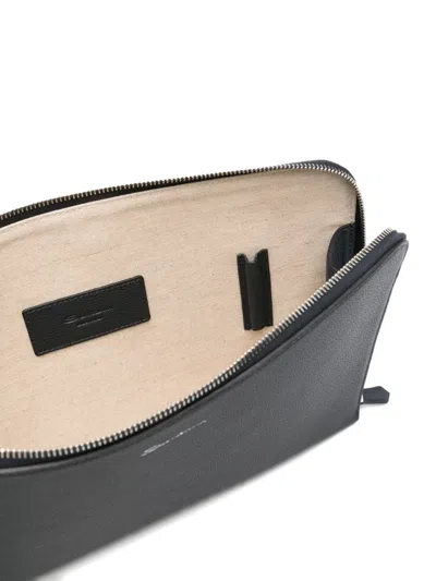 Santoni Leather Briefcase In Blue