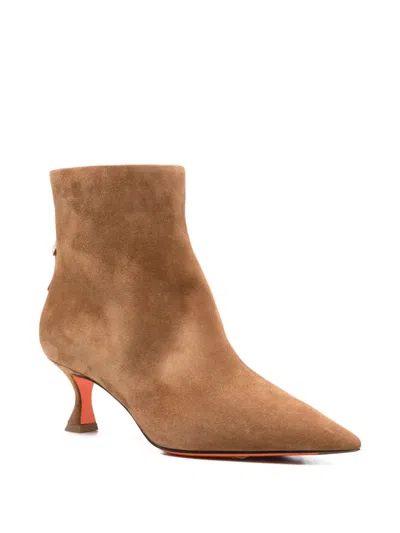 Santoni Point-toe Suede Boots In Multi