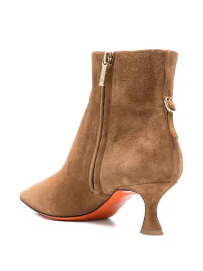 Santoni Point-toe Suede Boots In Multi