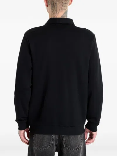 Fred Perry Zip Collared Sweater In Black
