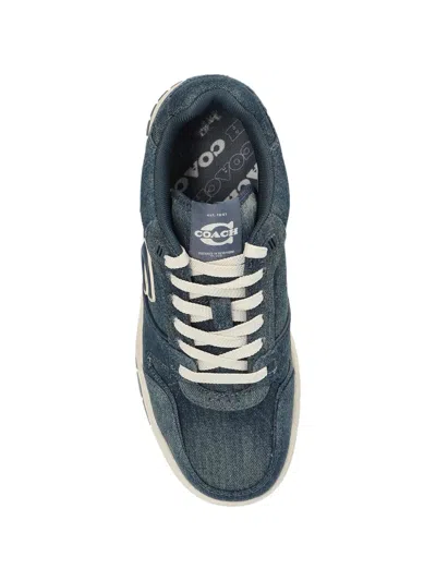 Coach Denim-effect Logo-patch Sneakers In Multi