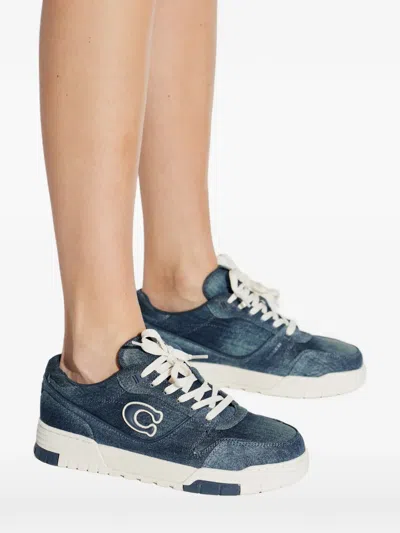 Coach Denim-effect Logo-patch Sneakers In Multi