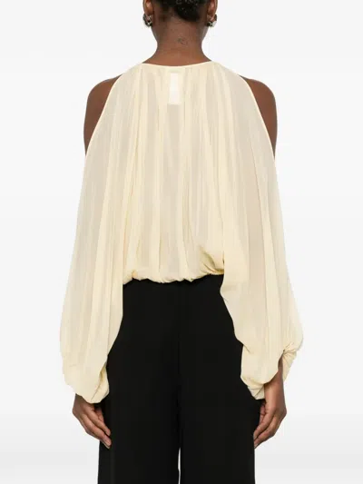 The Andamane Cold-shoulder Drawstring Top In Neutral