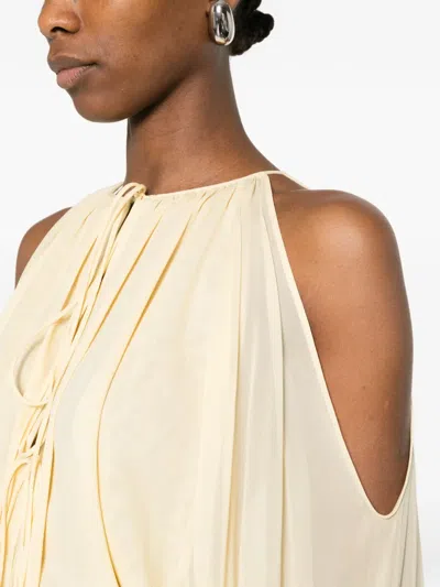 The Andamane Cold-shoulder Drawstring Top In Neutral