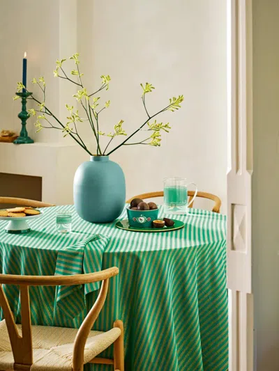 Pip Studio Striped Tablecloth In Green