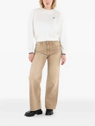 Fred Perry Tipped Sweatshirt In White