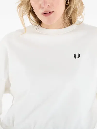 Fred Perry Tipped Sweatshirt In White