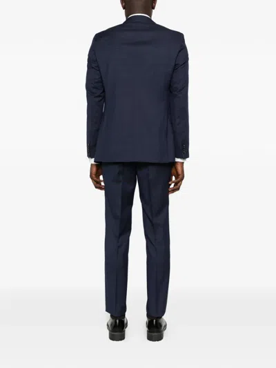 Hugo Boss Wool Double-breasted Suit In Blue