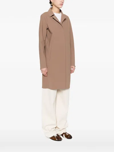 Herno Notched Coat In Brown