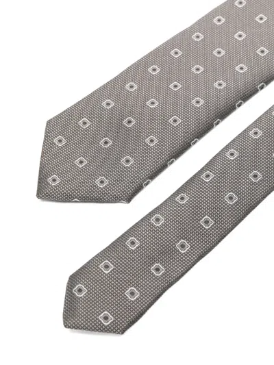 Hugo Boss Patterned Tie In Gray