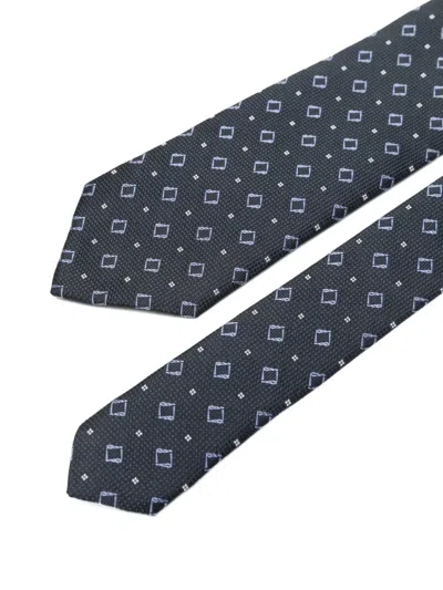 Hugo Boss Geometric Pattern Tie In Black