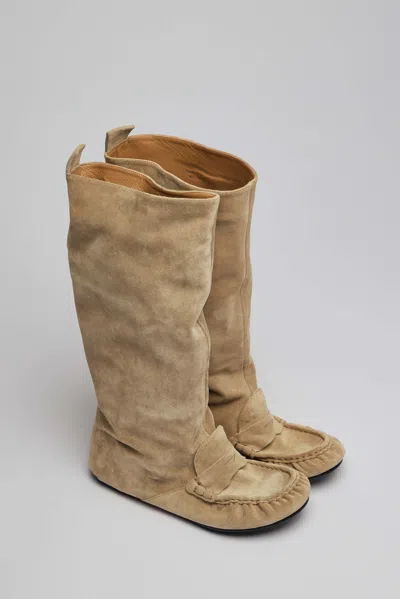 Acne Studios Slouch Saddle Boots In Neutral