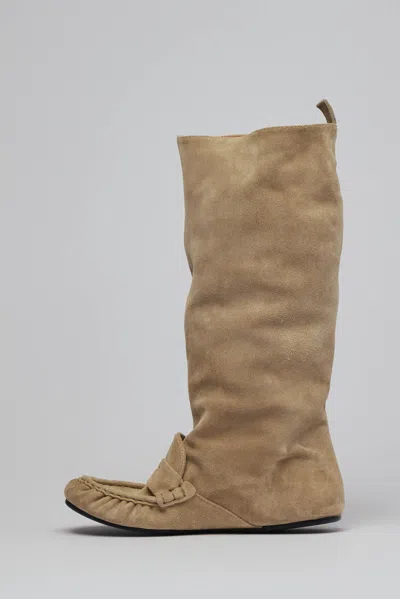 Acne Studios Slouch Saddle Boots In Neutral