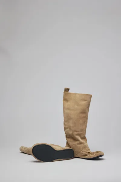 Acne Studios Slouch Saddle Boots In Neutral
