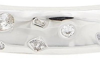 Juvell Cubic Zirconia Hinged Bangle Bracelet In Silver