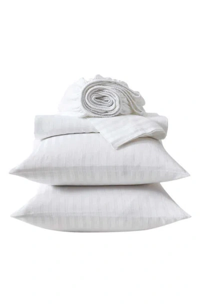 Vera Wang Dobby Stripe Sheet Set In White