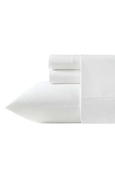Vera Wang Vw Solid Egyptian Cotton Percale Sheet Set In White