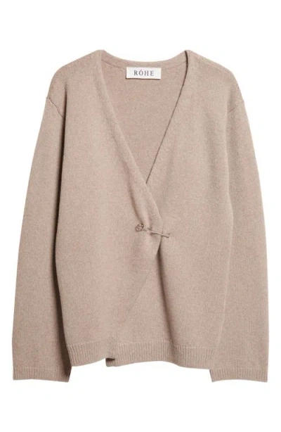 Rohe Off Shoulder Wool Cashmere Wrap Cardigan In Brown