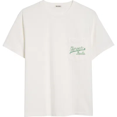 Bode Embroidered Logo Cotton T-shirt With Chest Patch Pocket In Metallic